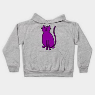 Purple Cat Minimal Line Drawing Kids Hoodie